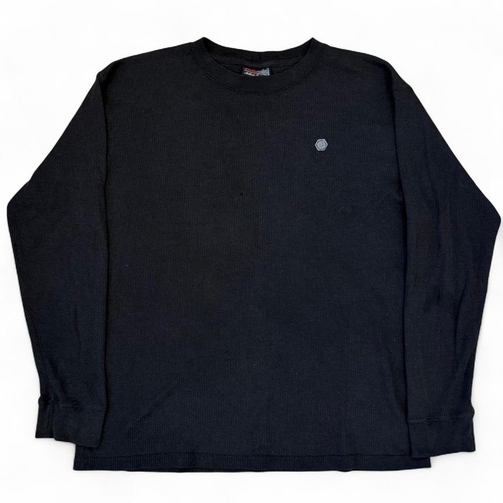 Vintage Southpole Black Thermal Waffle Knit Shirt Mens Size XL Skater Grunge Y2K